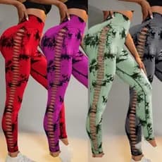Tie dye cut-out yoga pants for women/Fitness pants/side cut-out seamless exercise tights
