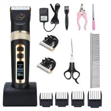 Profissional Gato E Cão Grooming Tool Set Elétrica Pet Hair Clipper 3 Velocidade Recarregável Sem Fio Cortador De Cabelo Baixo Ruído Vibração Levou Tela De Exibição De Energia