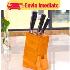 Suporte de Facas Tesouras Organizador Cepo Bambu Faqueiro Ultimas  jogo de facas com suporte faqueiro Promoção