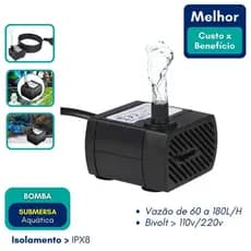 Bomba Submersa Bombinha Cabo 1,20m  Bomba de aquário  Motor Para Aquário Fonte Água Bebedouro Pet 180l/h Bivolt Promoção
