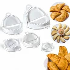 Kit Forma Pastel Risole Salgados Fogazza 5 Tamanhos Molde Modelador Corta Fecha Massa Cozinha Fácil Promoção