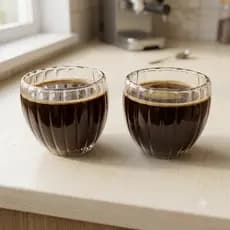 Kit 2 Copos Café Expresso Camada Dupla 90 ml Canelado Térmico Resistente Vidro Premium Design