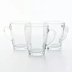 Conjunto 3 Canecas de Vidro 265ml Transparentes Alça Ergonômica Uso Diário Café Chá