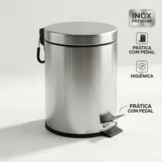 Lixeira Inox Pedal 5L 12L Balde Removível Compacta Alta Durabilidade Banheiro Cozinha