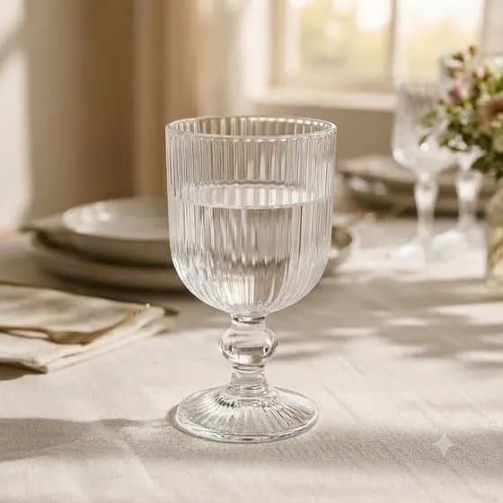 Conjunto 6 Taças Vidro Versalhes 260ml Transparentes Elegantes Água Bebidas
