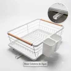 Escorredor de Louça Base Coletora Porta Talheres Metal Branco Cozinha Organizada Prática