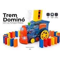 Trenzinho Dominó Infantil Elétrico Luz Som Fumaça Brinquedo Interativo Desenvolvimento Coordenação