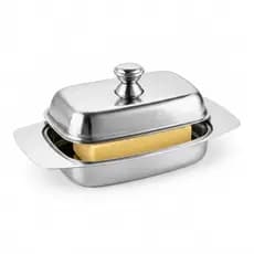Porta Manteiga Inox Premium Tampa Alta Visual Sofisticado Durável Uso Diário Cozinha