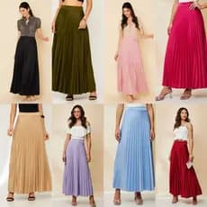 Saia Plissada Longa Plus Size G1 G2 G3 Evangélica Elegante Forrada Lisa -084