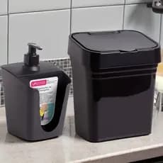 Conjunto Lixeira de Pia 2,8 Litros+ Porta Detergente Dispenser para Cozinha