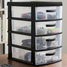 Gaveteiro Organizador de Mesa 2 3 4 Gavetas Armário Multiuso em Plástico Reforçado