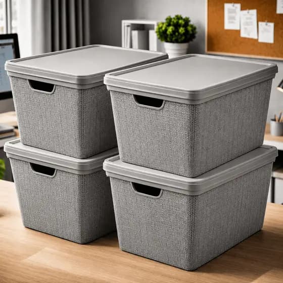 Conjunto 4 Caixas Organizadoras Grande 22 Litros Com Tampa Jaguar