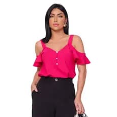 Blusa Feminina Crepinho Ombro Vazado Ciganinha Alça Verão