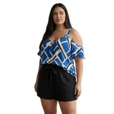 Blusa Plus Size Crepinho Estampado Moda Casual Verão