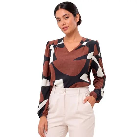 Blusa Manga Longa Estampa Geométrica Moderna Duna