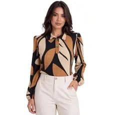 Blusa Mid Size Manga Longa em Poliéster