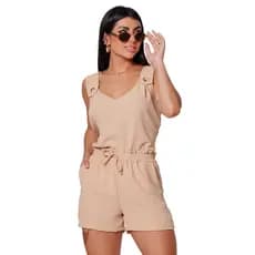Conjunto Feminino em Duna Verão Casual Chic com Shorts e Regata Elegante