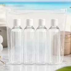 Kit Viagem 4 Frasco Porta Shampoo Creme Sabonete 100ml Avião