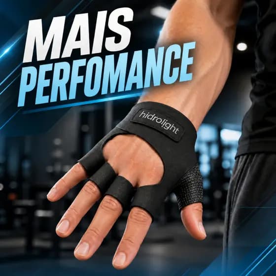 Luva Musculação Hidrolight Neoprene Antiderrapante Meio Dedo Academia Crossfit Protetor Palmar