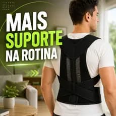 Corretor Postural Para Coluna Cinta Lombar Colete de Postura Costas Ombros Ajustável Preto Velcro