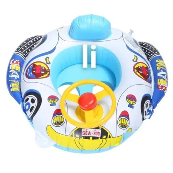 Boia Fralda Volante Infantil Carrinho Bote Inflável para Bebê Piscina com Assento