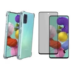 Capinha Silicone TPU + Película Fosca Privacidade para Samsung Galaxy A51