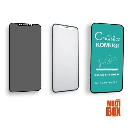 Kit 3UN: Película Cerâmica 9D + Película Cerâmica Fosca Privacidade + Película Fosca Para IPHONE 12 PRO MAX