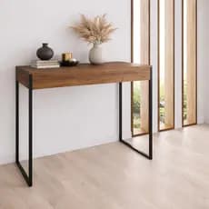 Aparador de Sala Industrial 120x40cm Buffet Decorativo Moderno com Base de Ferro e Tampo de Madeira