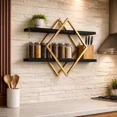 Nicho Industrial de Parede Rubi Moderno Com 2 Prateleiras Nicho Desing Decorativo