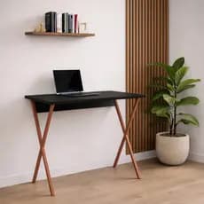 Mesa Escrivaninha Para Escritório 90x53cm Base em X Industrial Tampo de Madeira Estudo Home Office