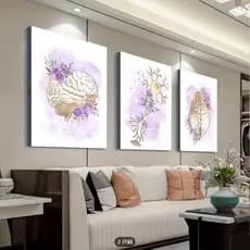 Quadro Decorativo Anatômico Cérebro e Neurônio com Flores