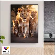 quadro decorativo leoa e filhotes amor proteção linda decoração quarto sala hall