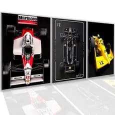 Quadros decorativos ferrari formula 1 carros lendários 3 peças sala quarto cozinha e escritório decoração