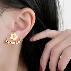 Brincos Flor Dourado Strass Sobrepor Delicado Feminino
