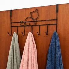Cabide De Porta 7 Ganchos Reforçados Para Porta Pendurar Toalha Roupas Sem Furar Metal 40cm