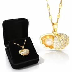 Colar Feminino Dourado Concha E Pérola Sereismo Moda Praia Delicado Bastet Shop Acessórios
