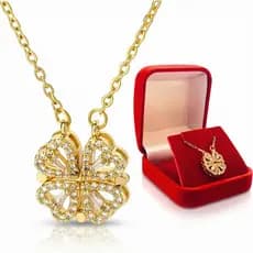 Colar Cordão Coração Trevo Feminino 4 Folhas Zircônia Luxo + Caixa de Presente e Garantia