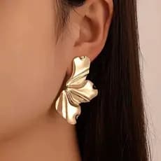 Brincos Femininos Pétala Flor Folheado Brinco Meia Petala Folha Acessórios Femininos - Bastet Shop