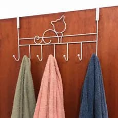 Cabide De Porta 7 Ganchos Reforçados Para Porta Pendurar Toalha Roupas Sem Furar Metal 40cm