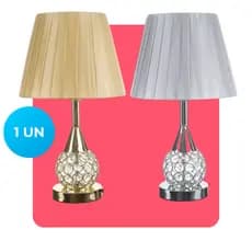 Abajur Luminaria Decorativo Quarto Sala Criado Mudo Cristal Com Led 42cm