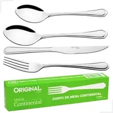 Conjunto Jogo Talher em Inox Garfo Faca Colher Colherzinha de Sobremesa 48 Pecas Restaurante Bufffet Lanchonete Premium