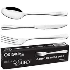 kit 36 pecas Jogo 12 Garfo 12 Faca Mesa 12 Colher Restaurante Buffet Inox Linha Premium Luxo Euro