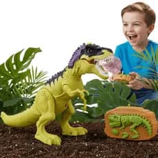 Dinossauro Rex Controle Remoto Anda Solta Fumaça Luz E Som Brinquedo Realista Interativo Kizumba