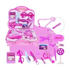 Kit Médico Maleta Doutor Maletinha Brinquedo Infantil Educativo Profissão Rosa Completo Kizumba