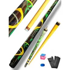 Taco de Sinuca/Bilhar Profissional de Rosca Desmontável + Sola + Giz Master + Capa de proteção Modelo Bandeira do brasil
