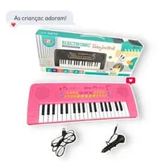 Teclado Musical Infantil Linha Premium Luxo Completo Teclas Rosa lúdico aprendizado