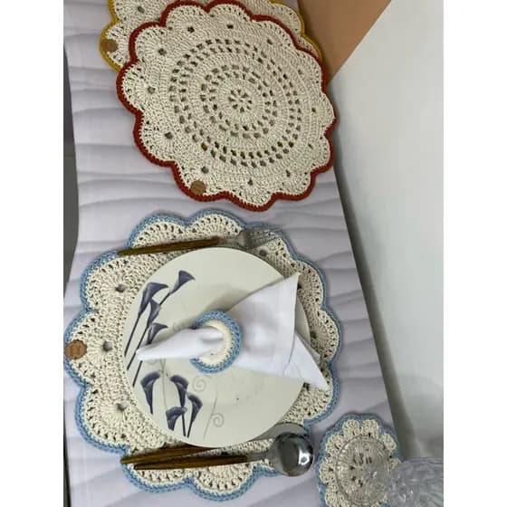 kit sousplat 35X35 4 peças - 2 sousplat + 2 porta guardanapos -jogo americano para decoração de mesa posta