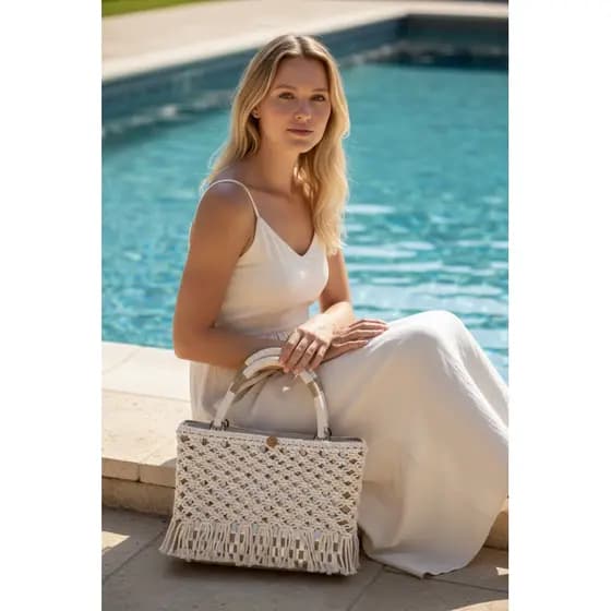 bolsa de praia feminina artesanal com alça leve e estilosa COD-008