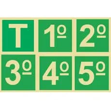 Kit Placa Sinalizadora Térreoº Ao 5º Andar-s17 15x15cm Verde