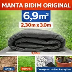 Manta Geotêxtil Bidim Original 6,9m² (2,30m x 3,00m) Drenagem Jardim